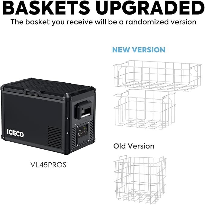 ICECO VL45 ProS Portable Refrigerator, Multi-directional Lid, Dual USB & DC 12/24V, AC 110-240V, 45L Steel Compact Refrigerator Powered by SECOP, 0℉ to 50℉, Home & Car Use [Upgrade, 47 Quarts]
