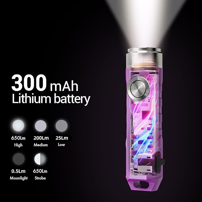 RovyVon Aurora A1 G4 Rechargeable Keychain Flashlights USB C, 650lumens Bright Mini EDC Flashlight IPx6 Multi Functions Small Pocket Flashlight, Outdoor Camping Essentials EDC Gear for Men Women