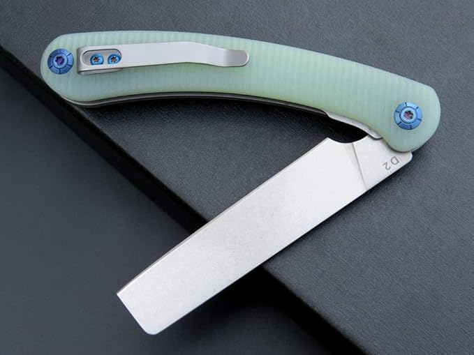 Eafengrow EF939 Folding Pocket Knife D2 Steel Blade G10 Handle EDC Tool Knife for Camping Survival and Outdoor (Jade)