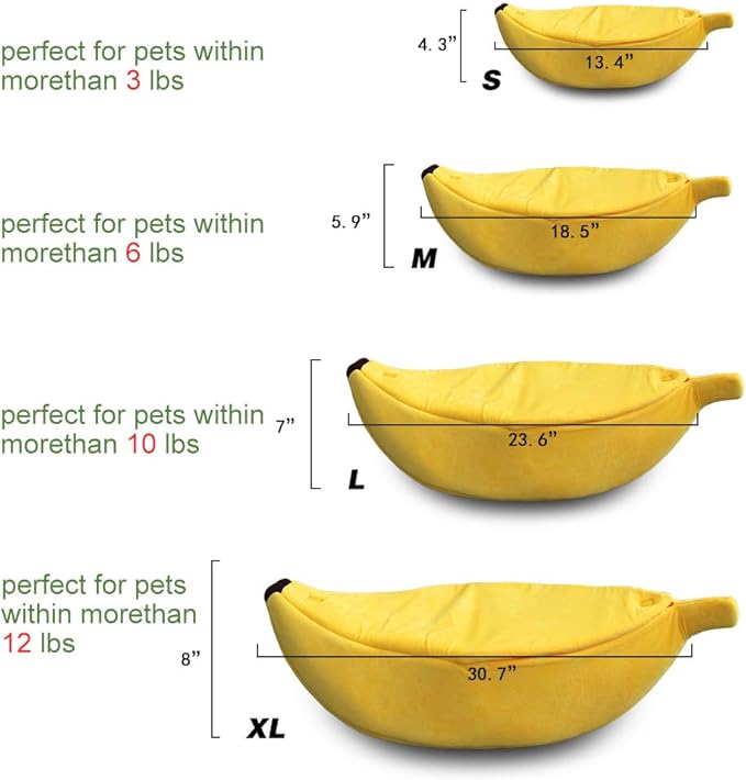 Petgrow · Cute Banana Cat Bed House Large Size, Christmas Pet Bed Soft Warm Cat Cuddle Bed, Lovely Pet Supplies for Cats Kittens Rabbit Small Dogs Bed,Yellow