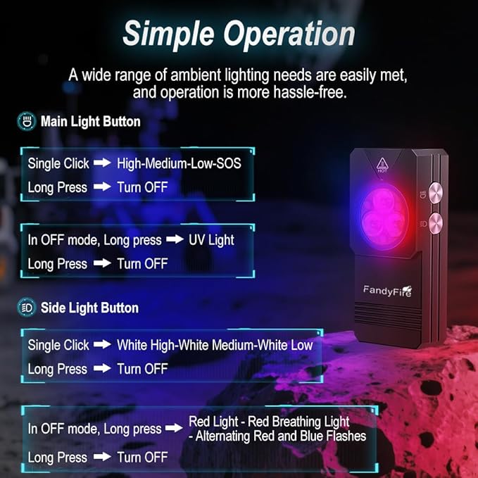 Rechargeable Clip-on Light EDC Flashlight, 550 Lumens Small Keychain Flashlight, Combines Floodlight, Spotlight and UV Light, Tail Magnet for Signaling, Cycling, Outdoor