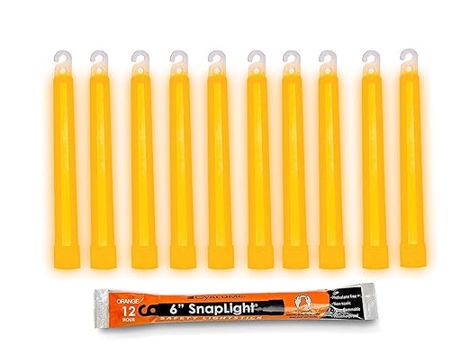 Cyalume-9-08005 SnapLight Orange Glow Sticks ??6 Inch Industrial Grade, Ultra Bright Light Sticks with 12 Hour Duration (Pack of 10)
