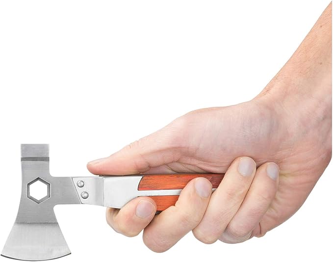 Sheffield 12301 Axe Multi Tool, 12-in-1 Camping Knives & Tools, Utility Tool Double Axe Head, Camping Tool, Stainless Steel Knife Multitool