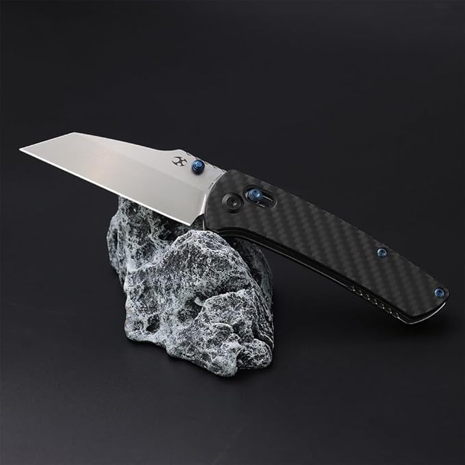 KANSEPT Main Street Pocket Folding Knife, 3.36'' 154CM Sharp Steel Blade, Twill Carbon Fiber Handle with Axis Lock and ThumbStud, Perfect Clip for Camping Hiking Fishing Gift Everyday Carry T1015v4