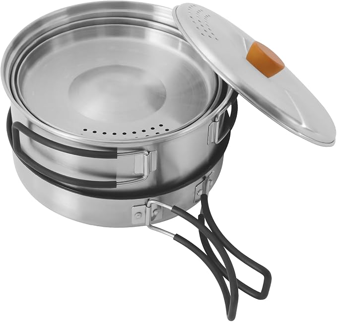 Camping Cookware Set Portable Camping Cooking Set 304 Stainless Steel Camping Pots and Pans Set Campfire Cooking Equipment with Storage Bag for Outdoor Camping Hiking Picnic for 2-3