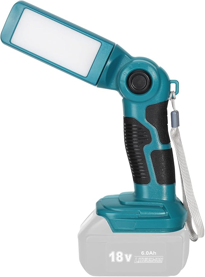YEX-BUR 12W 1000LM LED Flashlight Work Light for Makita 18V Battery, Jobsite Handheld Spotlight Desk Lamp with 5V 2.1A USB Port, 90 Degree Pivoting Head