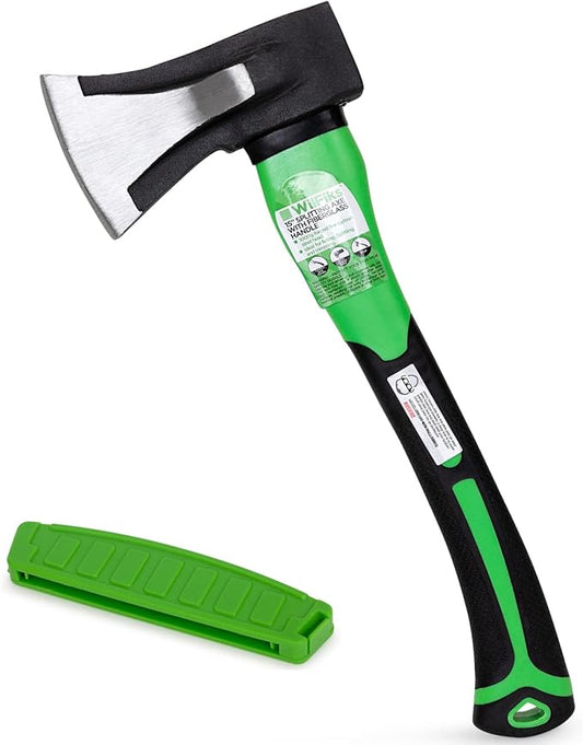 WilFiks Splitting Axe, 15??Camping Hatchet for Chopping and Kindling Wood and Branches, Forged Carbon Steel Hand Maul Tool for Gardening, Fiberglass Shock Reduction Handle with Anti-Slip Grip