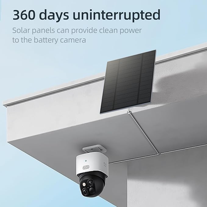 2PC 5W Solar Panel for Security Camera, Solar Panel with Micro USB & USB-C Port for DC 5V Outdoor Rechargeable Battery Camera, IP65 Waterproof, 360° Adjustable Security Mount, 9.8ft Cable