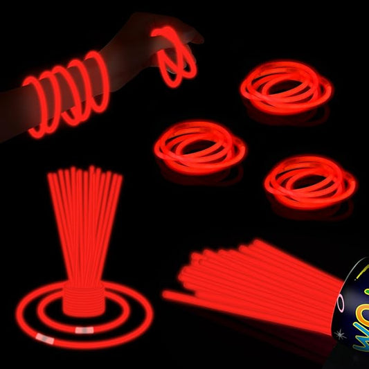 40 Pack 8??Red Glow Sticks Bracelet Necklaces Bulk with 40 Connectors Neon Glow In The Dark Party favors Supplies for Holiday Birthday Party Decoration (Red)