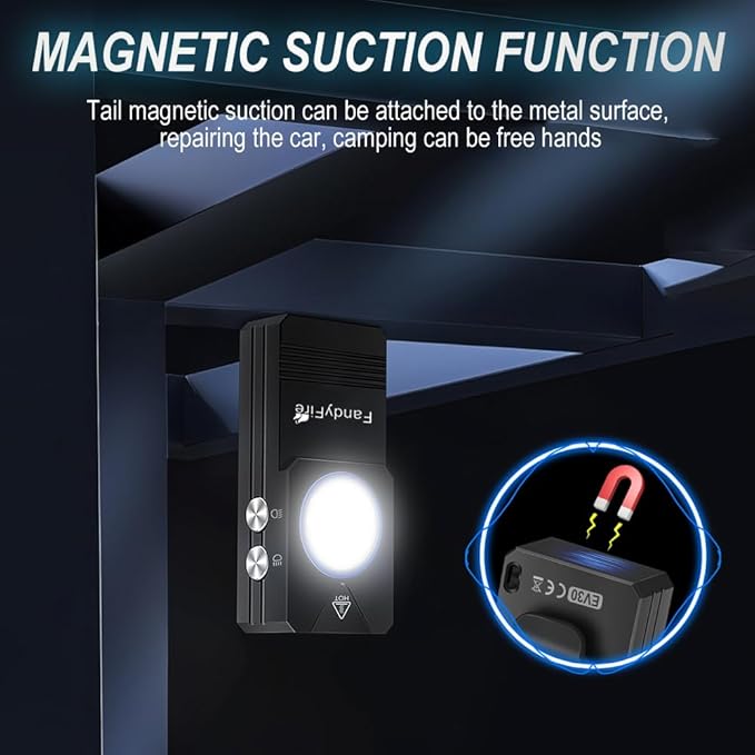 Rechargeable Clip-on Light EDC Flashlight, 550 Lumens Small Keychain Flashlight, Combines Floodlight, Spotlight and UV Light, Tail Magnet for Signaling, Cycling, Outdoor
