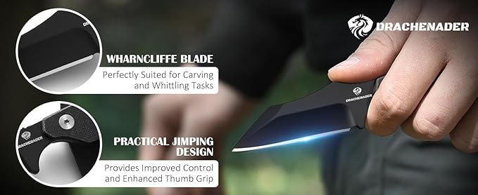 X-WH 5.78" Neck Knife with Sheath and Necklace, D2 Steel EDC Mini Fixed Blade Knife Horizontal Carry Full Tang Small Wharncliffe Knife with G10 Handle