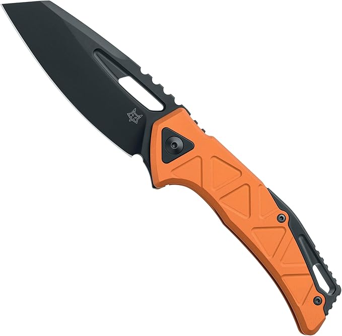 Fox Knives Chronos FX-552 ALBOR Premium Folding Knife 3.54in CPM MagnaCut Steel Blade, Reverse Tanto, Frame Lock, Tip-up Carry, EDC Pocket Knife, Made in Italy (Orange Anodized Aluminum)
