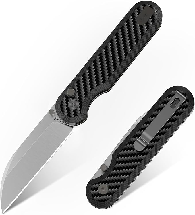 FINTISO Pocket Knife, 3" S35VN Blade EDC Knife with Carbon Fiber Handle, Folding Knife with Pocket Clip for Outdoor Camping, Hunting, Hiking, Survival, Parrot Series