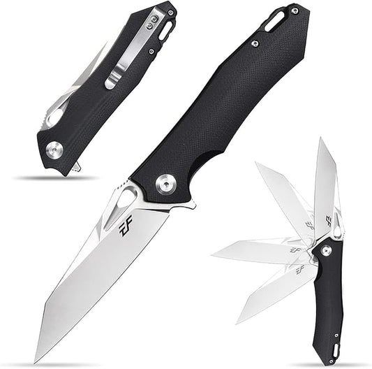 Eafengrow EF934 Pocket Knife D2 Steel Blade Folding Knife G10 Handle Liner Lock Camping Survival Tool Knives for Outdoor Camping Survival Hiking(black)