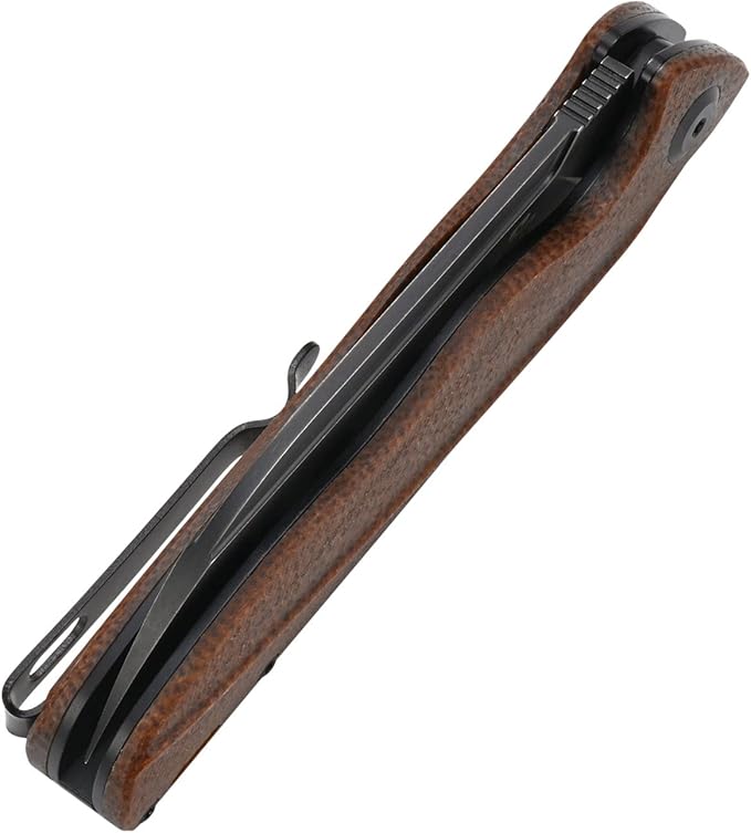 Sitivien ST103 Folding Knife, D2 Steel Blade,Micarta Handle EDC Tool Knife for Outdoor, Camping, Hunting, Survival(Brown)