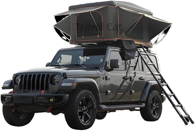 Travel Cat Rooftop Tent Hard Shell, Great View and Ventilation Tent for 2 Person Camping, Waterproof Windproof UV-Resistant Blackout Privacy 4 Season for Truck, Jeep, SUV, Van, Trailer