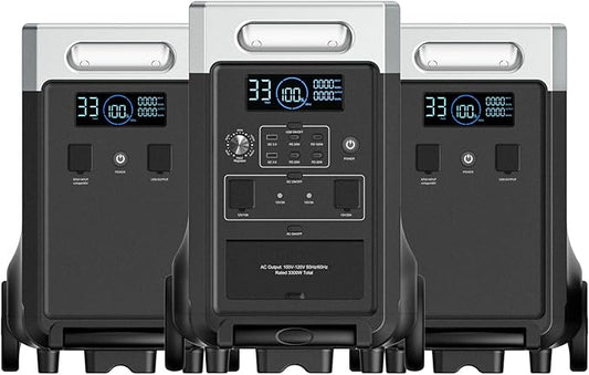 AFERIY 11520Wh Portable Power Station,P310 with 2 Extra Battery,120V 3600W Expandable Capacity LiFePO4 Battery Backup,Solar Generator for Home Use,Outdoor Camping,Power Outage,Camping,RV,Emergencies