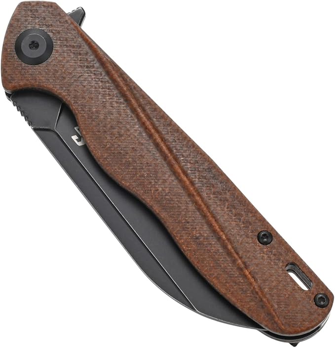 Sitivien ST103 Folding Knife, D2 Steel Blade,Micarta Handle EDC Tool Knife for Outdoor, Camping, Hunting, Survival(Brown)