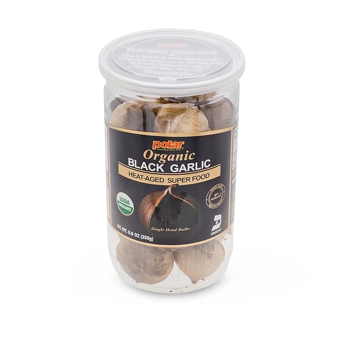 MW Polar USDA Organic Black Garlic 8.8oz (Pack of 1), Whole Bulbs, Easy Peel, All Natural, Chemical Free, Kosher Friendly Ready to Eat Healthy Snack