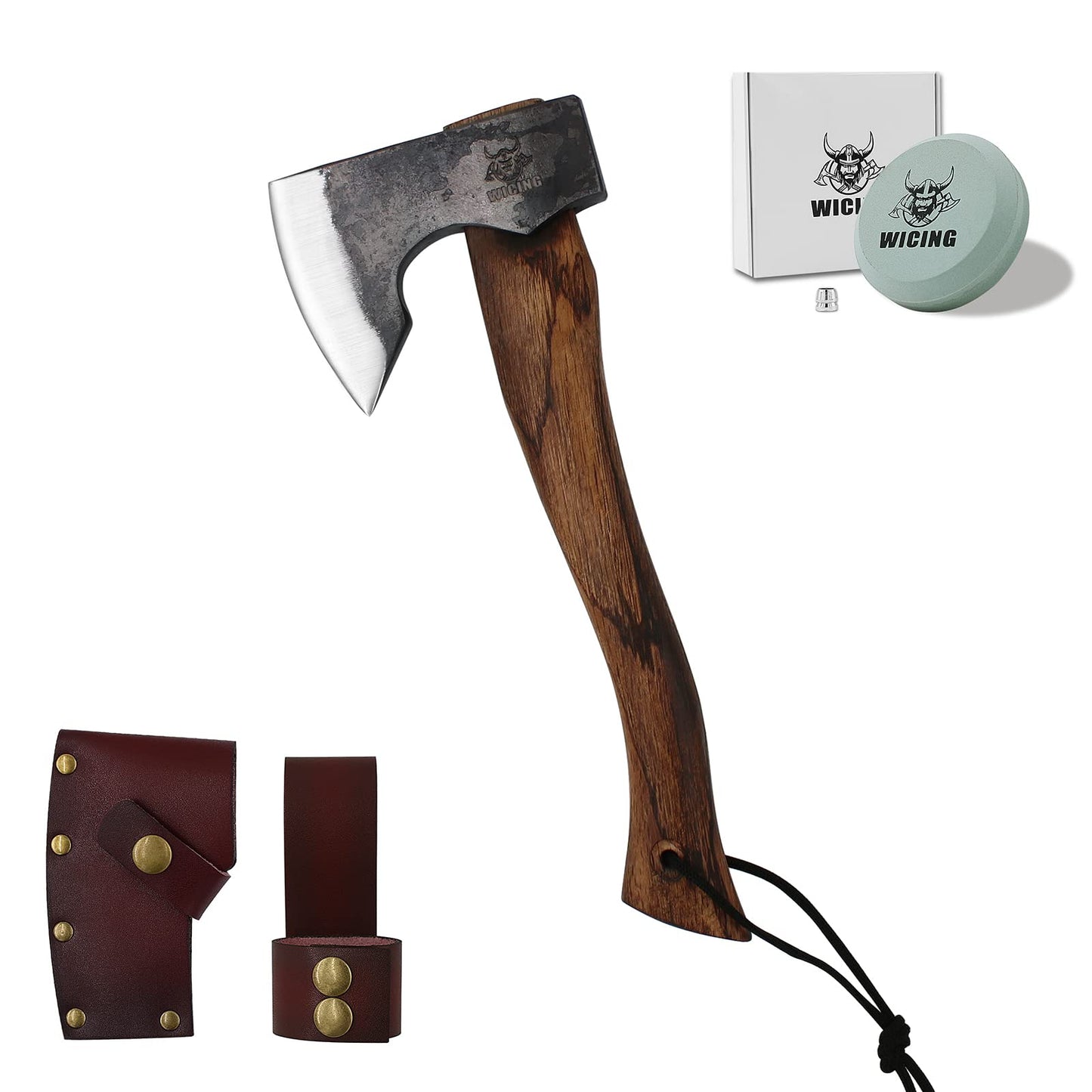 WICING 13.5 Inch Hatchet, Camping Axes and Hatchets 1065 Carbon Steel and Beech Handle, with