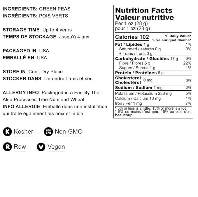 Food to Live - Green Split Peas, 4 Pounds - Dried, Vegan, Kosher, Bulk. Easy to Cook. Rich in Protein, Fiber, Essential Minerals