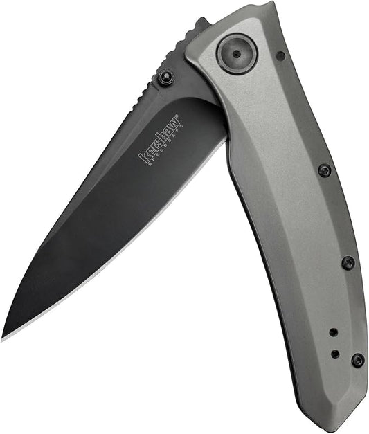 Kershaw Grid Pocketknife, 3.7" 8Cr13MoV Steel Drop Point Plain Edge Blade, Assisted One-Handed