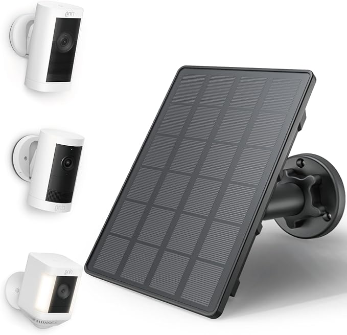 EcoShield Solar Panel Battery for Ring Outdoor Camera ??UPPEROSEY 4W Solar Powered Outdoor Charger with 4400 mAh Battery for Home Security Driveway, IP66, Included USB-C & Barrel Plug, Black