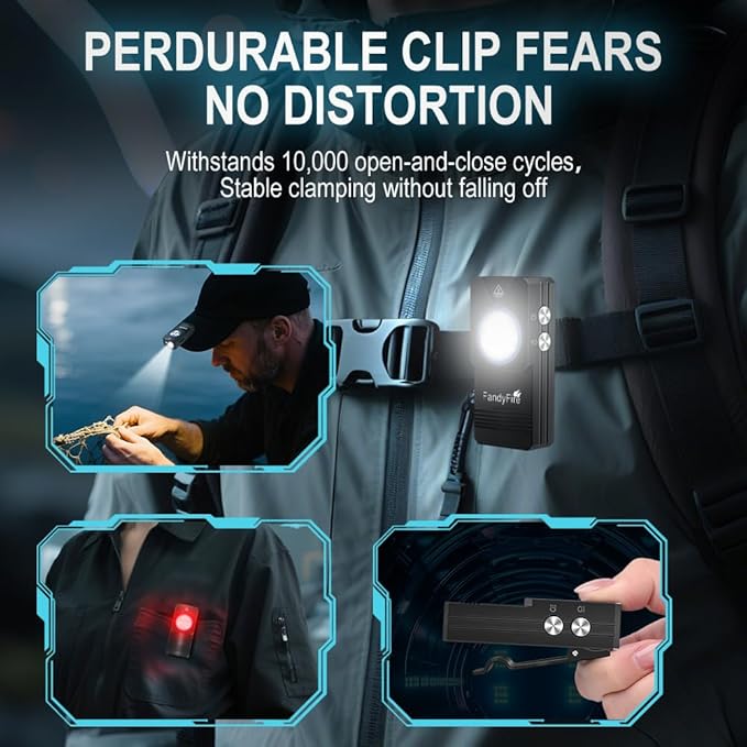 Rechargeable Clip-on Light EDC Flashlight, 550 Lumens Small Keychain Flashlight, Combines Floodlight, Spotlight and UV Light, Tail Magnet for Signaling, Cycling, Outdoor