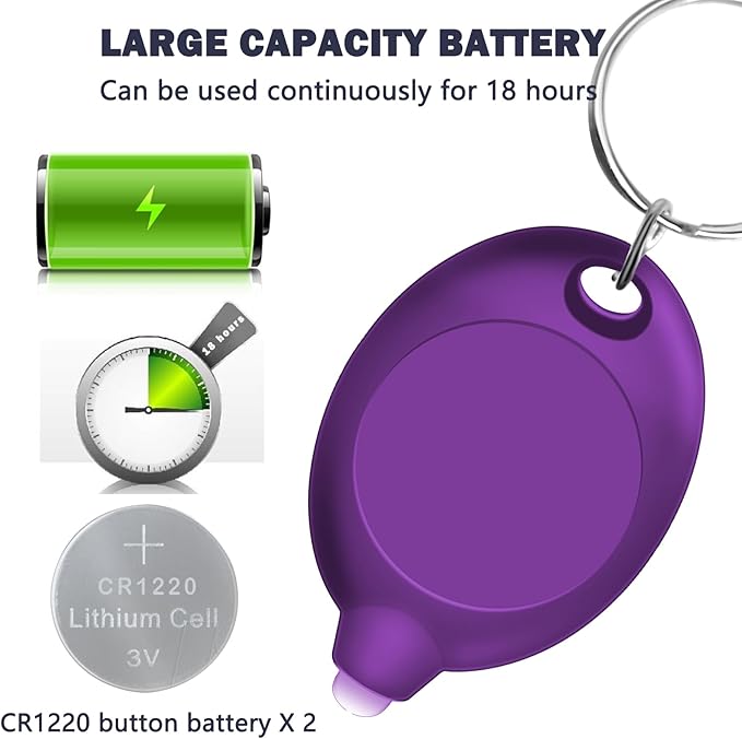 Mini UV LED Keychain Flashlight, Compact 395nm UV Blacklight, Portable Pocket UV Flashlight for Detecting Stains, Scorpions, and Fluorescent Elements - 6 Pack, Purple
