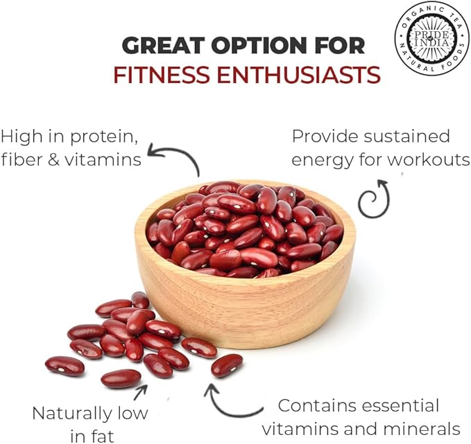 Pride Of India - Indian Whole Dark Kidney Beans - Protein & Fiber Rich Rajma, 1.5 Pound Jar
