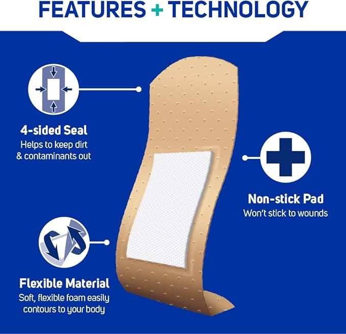 Care Science Foam Adhesive Bandage, 48ct Assorted Sizes (Pack of 36) | Foam Adhesive Bandages for Wounds, with Long Lasting 8 Hour Protection Wound Covering, Non-Stick Self Adhesive Dressing
