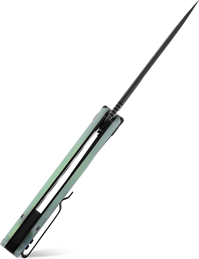 Sitivien ST165 Folding Knife,K110 Steel Blade with G10 Handle EDC Tool Knife Pocket Knife for Outdoor Camping,Hiking,Fishing(Jade)