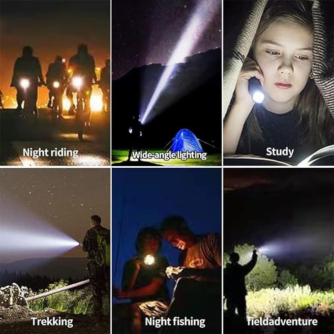 LED Rechargeable Tactical Flashlight High Lumens, Brightest Flashlights for Emergencies Camping COB Sidelight, Zoomable Multicolor Lenses Flashlight Hiking Hunting.