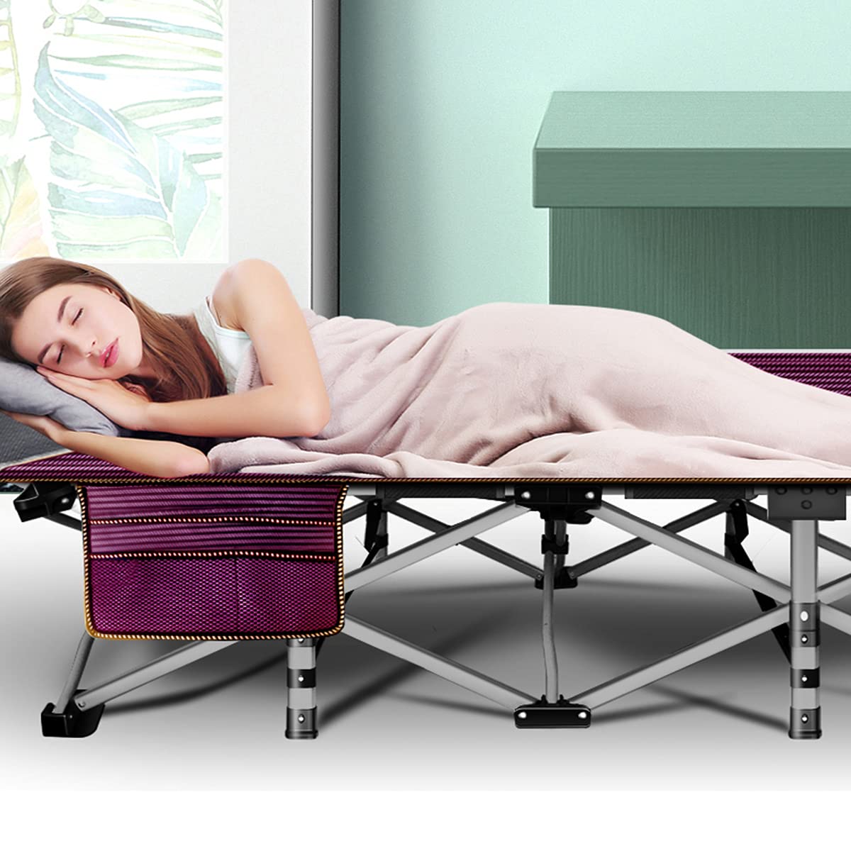 ABORON Camping Cot for Adults, 28 in Wide Folding Bed with Mattress