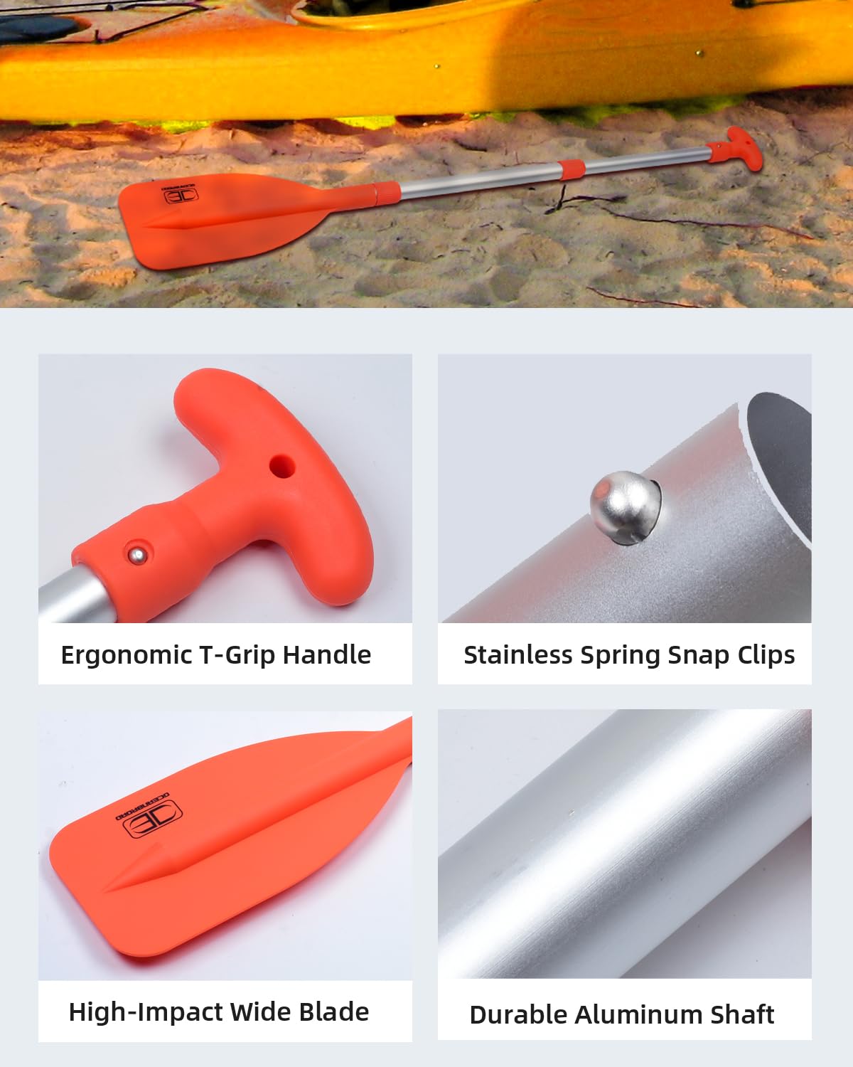 OCEANBROAD Telescoping Emergency Paddle 21''-42''（Assembling Required） Collapsible Paddles