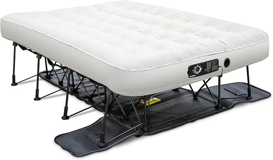 Ivation EZ-Bed (Full Size) Air Mattress with Deflate Defender™ Technology Dual Auto Comfort Pump & Dual Layer Laminate Material - AirBed Frame & Rolling Case for Guest, Travel, Vacation