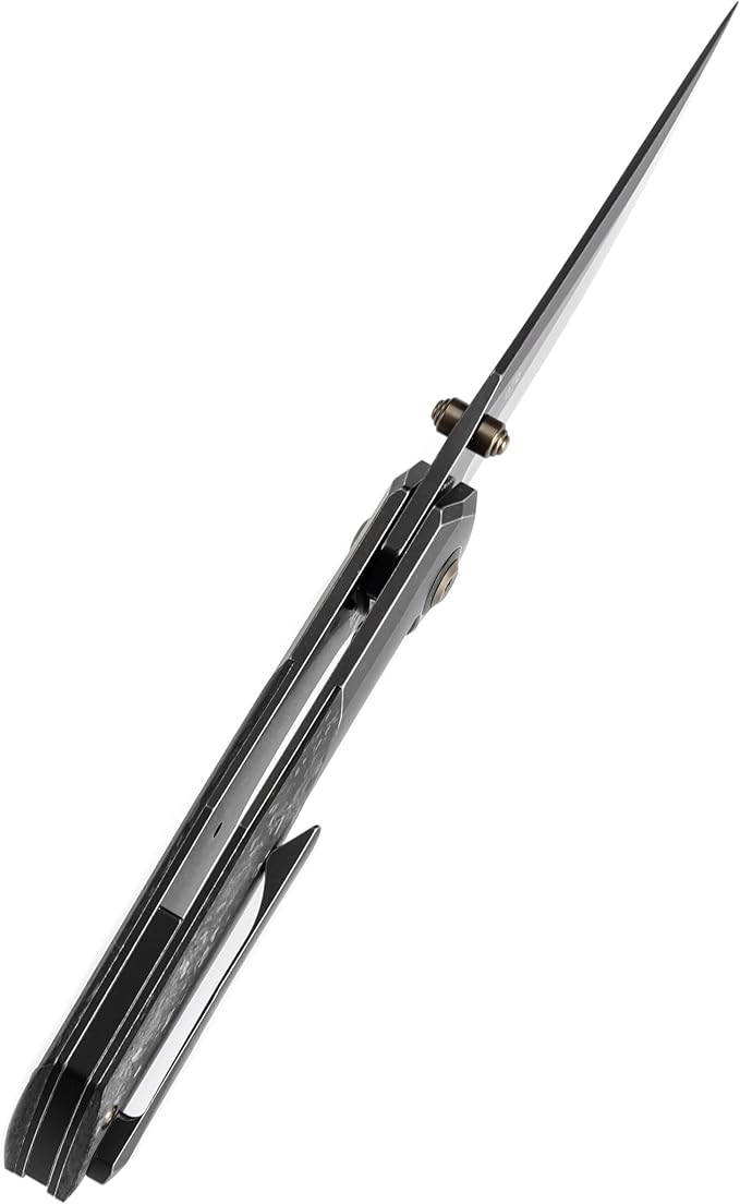 KANSEPT Deadite Pocket Folding Knives for Men Women Camping Hiking 3.52'' Blackwash CPM S35VN Blade EDC Knife with Blackwash Titanium with Shred Carbon Fiber Handle Everyday Carry K1081A5