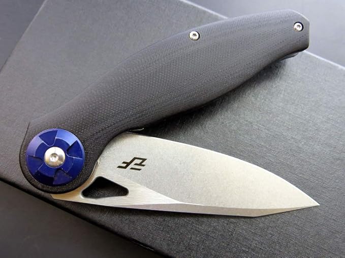 Eafengrow EF76 Folding Knife for Camping EDC Pocket Knife with G10 Handle & D2 Stone-washed Blade Hunting Outdoor Tool (black)