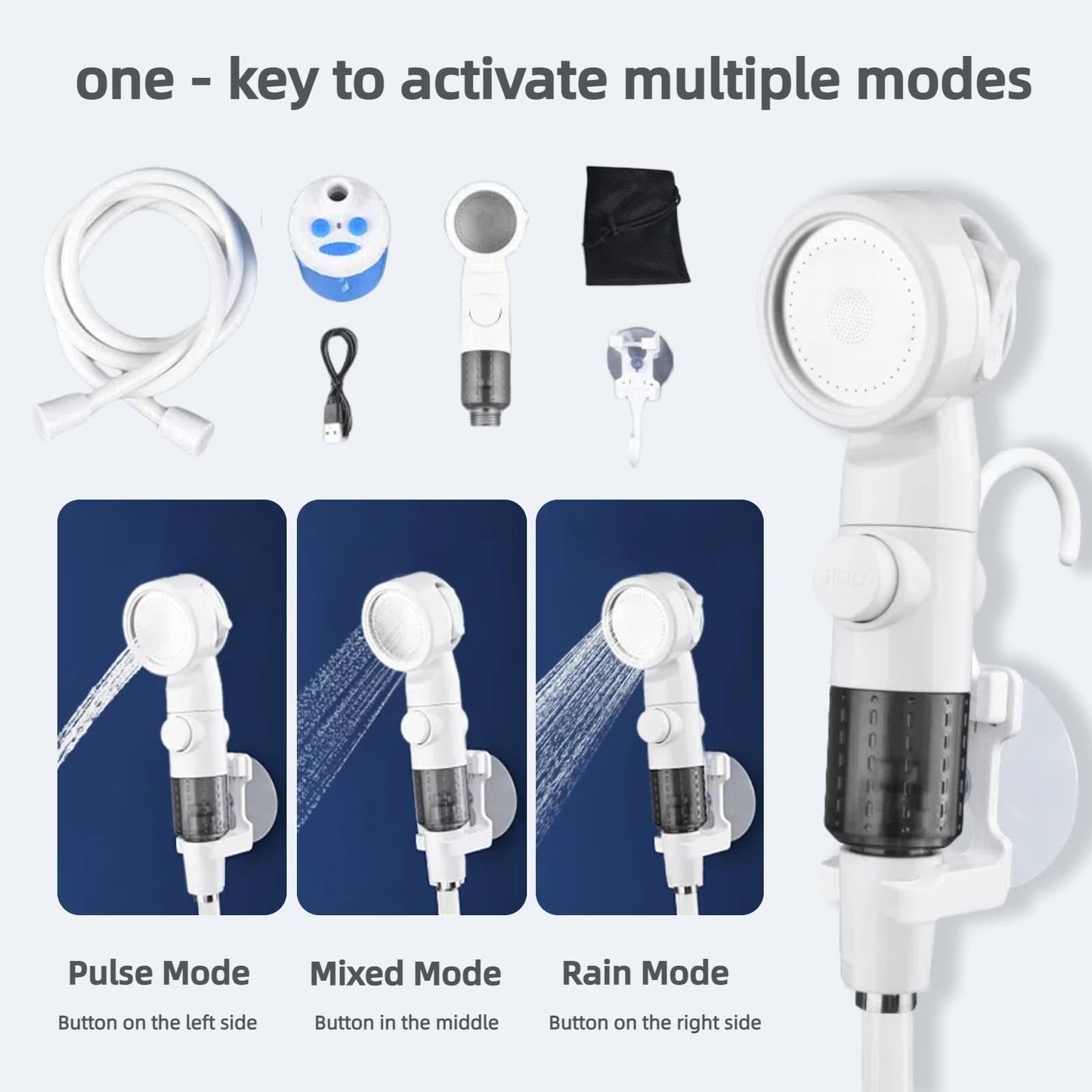 Portable Shower for Camping, Rechargeable Portable Camping Shower Pump with USB-C, Camp Shower with