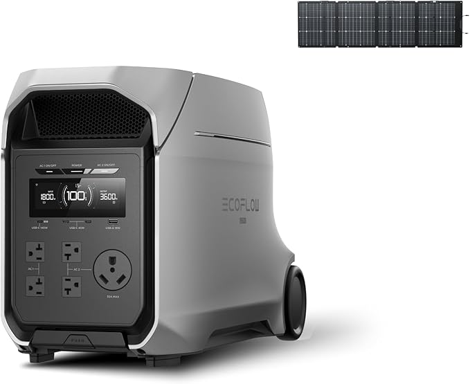 EF EcoFlow DELTA 3 Ultra Plus Portable Power Station, 3072Wh LiFePO4 Battery, 3600W (7200W Surge) Output, Expandable to 11kWh, Solar Generator (Panel Optional), Reliable Home Battery Backup & Camping