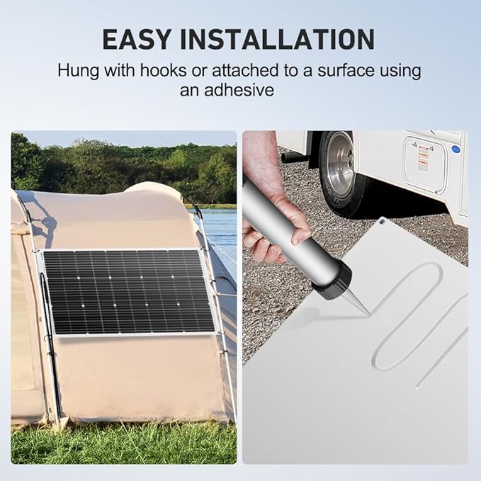 DOKIO 200W (2×100W) Flexible Solar Panels 18V 9BB Monocrystalline for 12V Battery Charging, Semi-Flexible ETFE with MC4, Series/Parallel for RV Boat Camper Van Trailer Off-Grid Use