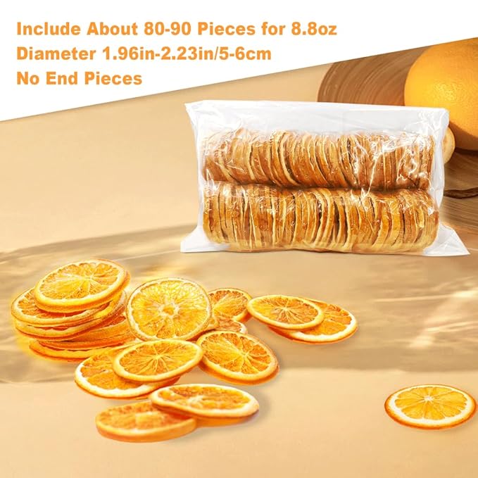 Mkostlich Dried Orange Slices Bulk 8.81oz/250g, Natural Dehydrated Orange Slice for Cocktails/ Christmas Decor/ Candles/ Crafts, No Sugar Added