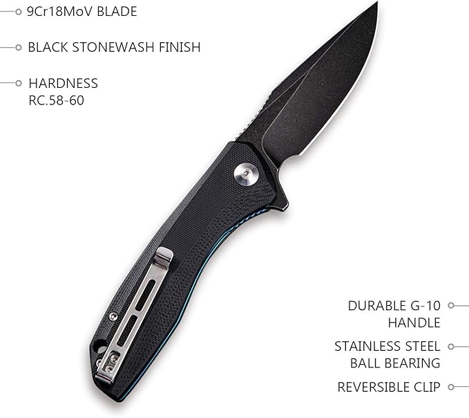 CIVIVI Folding Pocket Knife Baklash C801H (Double Black)