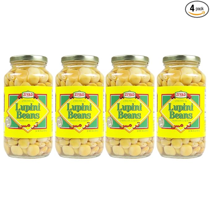 Ziyad Brand Premium Lupini Beans Snack, High Plant Protein, Keto, Mediterranean Diet, Non Perishable, Vegan, Vegetarian, 16 oz Pack of 4