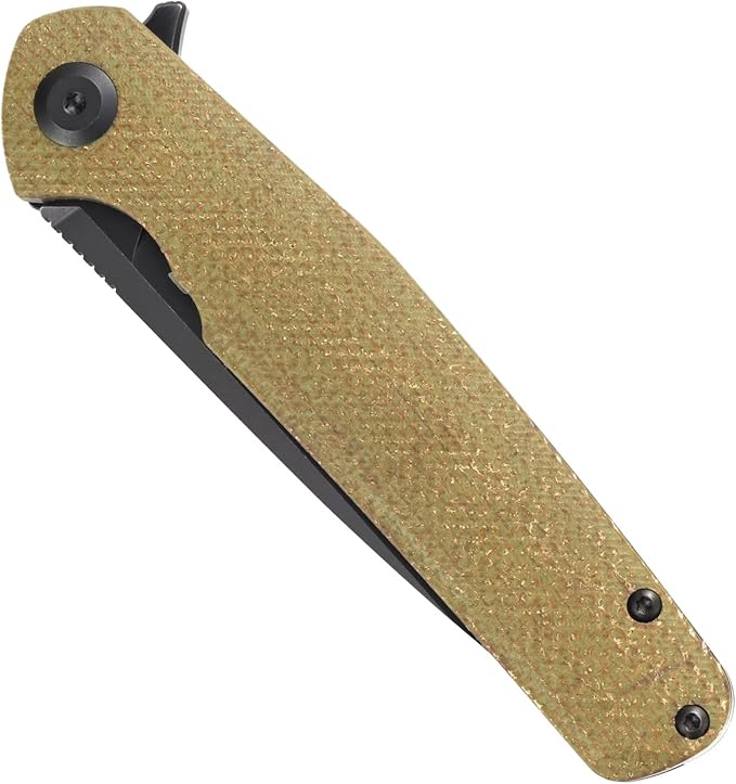 Sitivien ST102 Folding Knife, D2 Steel Blade+Micarta Handle EDC Tool Knife for Outdoor, Camping, Hunting, Survival (Green) …