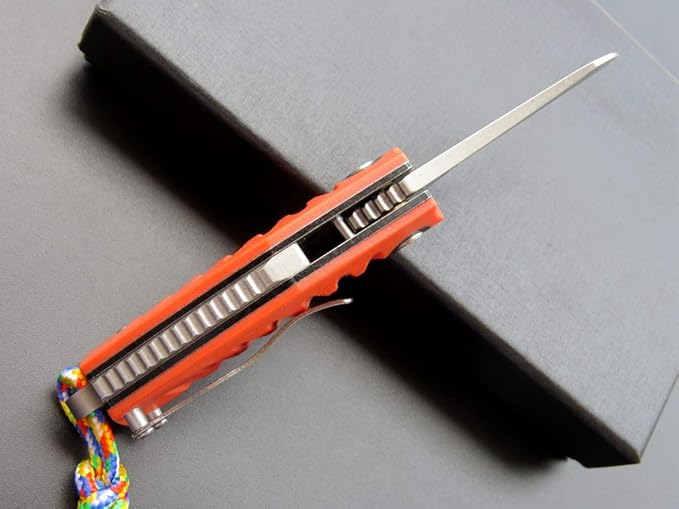 Eafengrow EF85 Folding Knife with Clip Stone Wash D2 Steel Blade G10 Handle Pocket Knife Ball Bearing Flipper Outdoor Camping Survival EDC Tool Knives(orange)