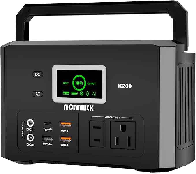 200W Portable Power Station (400W Peak), mormluck 118Wh Solar Generators with 110V/200W AC Outlet（NO SOLAR PANELï¼? 32000mAh Lithium Battery for Home Backup, Outdoor Adventures, and RV Emergencies