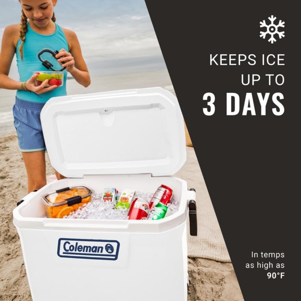 Coleman Classic Series 52qt Marine Cooler, Fully Insulated Lid & Body Keeps Ice up to 3 Days, Holds