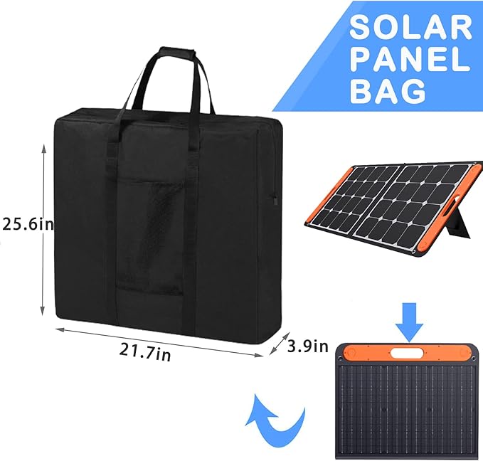 Solar Panel Storage Bag Compatible with Jackery Solars Panel 100 Watt,Waterproof Solar Panel Bags,Dustproof Carrying Case with Pocket,21.7''L x3.9''W x 25.6''H(Bag Only)