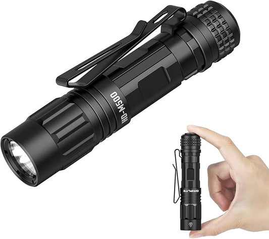 Pocket Flashlight, 500 Lumens Dual Fuel Rechargeable AA LED Light, Small EDC Flashlight with Clip for Camping, Hiking and Everyday Use